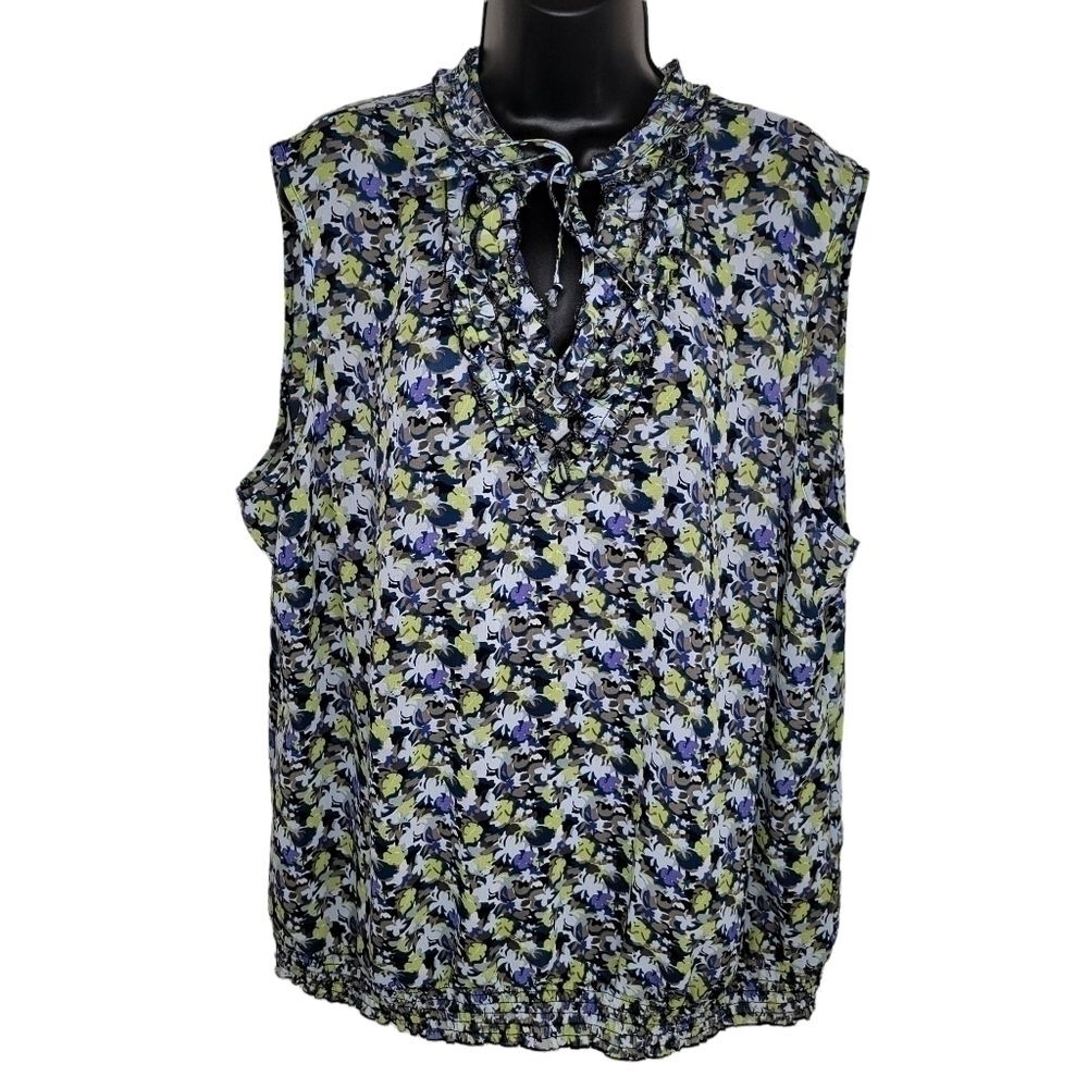Avenue sleeveless smocked hem floral print top 22/24